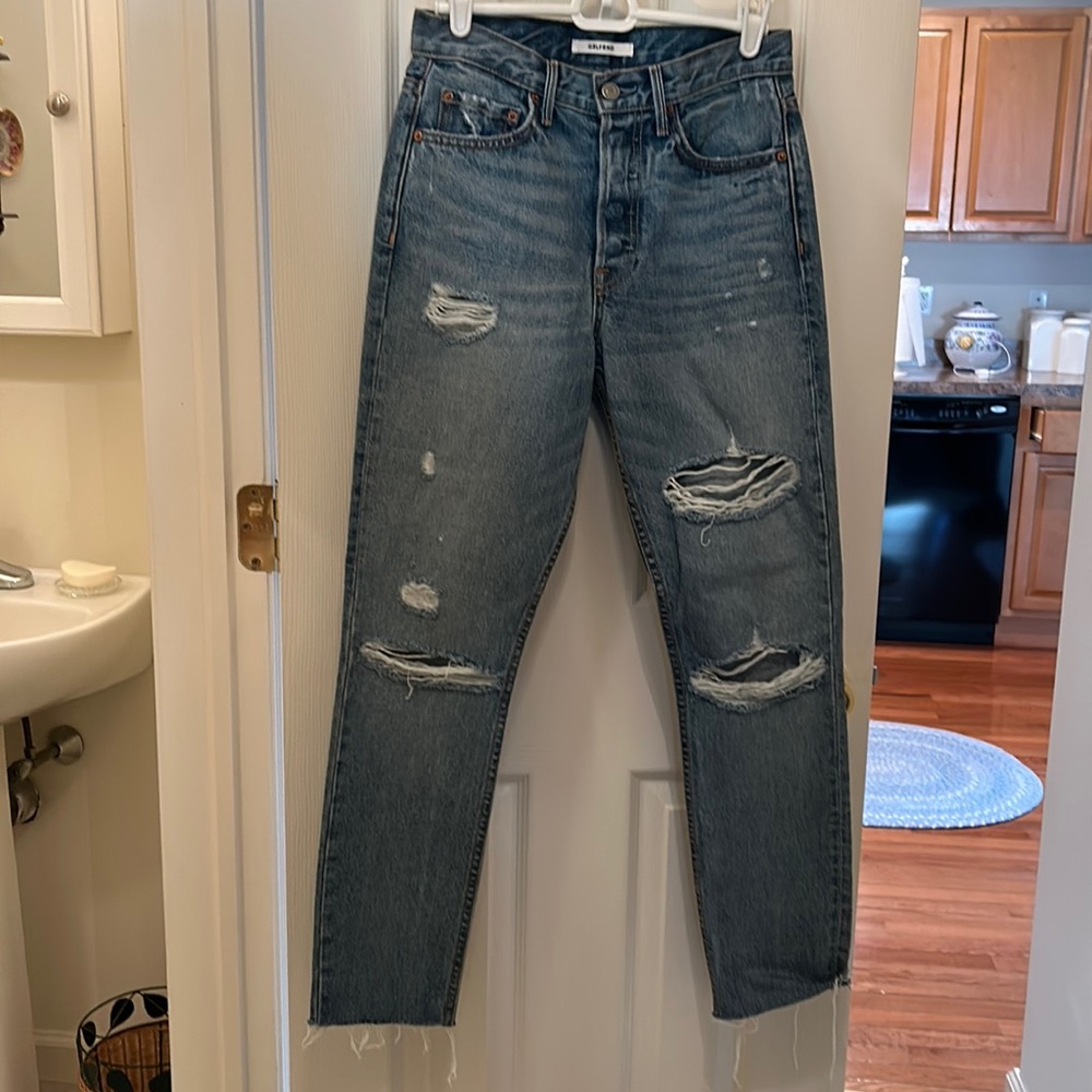 GRLFRND Karolina High Rise Skinny Jean With Rips